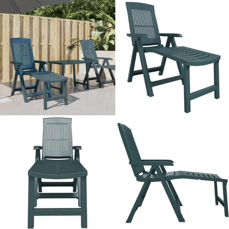 Vidaxl - Chaise longue vert plastique - Chaise Longue - Transats - Mobilier De Jardin - Chaises Longues Extérieures - Détente Extérieure - Home &