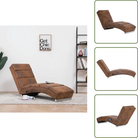 Chaise longue - vidaXL Sdraio Massaggiante Marrone in Similpelle  Scamosciata - Rivestimento in similpelle
