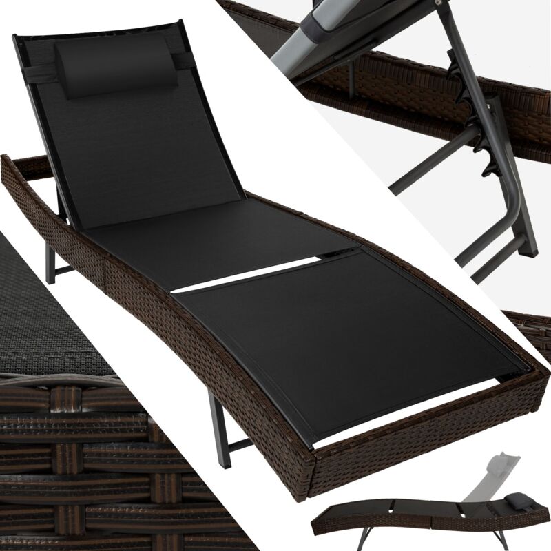 Transat de Jardin en Résine Tressée 211 cm x 69 cm x 94 cm Marron + Coussin