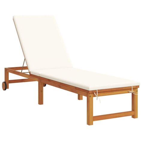 Chaise longue，Bain de soleil，Transat 1-personne Marron 53 x 202 x 89cm Bois d'acacia massif CFW86884