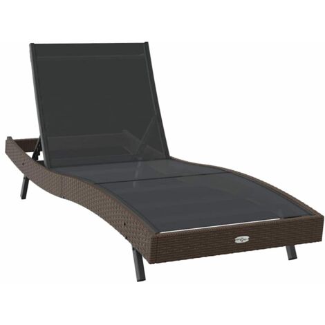 Chaise longue，Bain de soleil，Transat 1-personne Marron 70 x 197 x 82 cm CFW42097