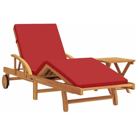 Chaise longue，Bain de soleil，Transat 2 pcs Rouge 40 x 40 x 40cm Bois d'acacia massif CFW49465