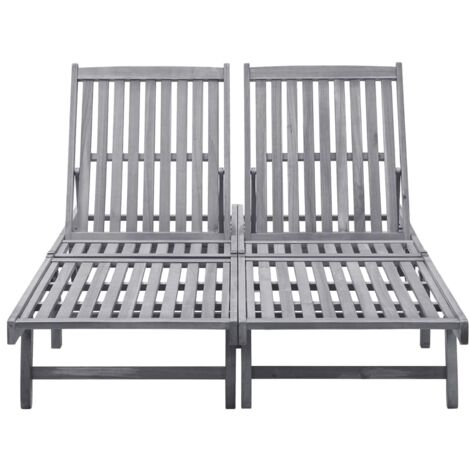 Chaise longue，Bain de soleil，Transat 2 places bois d'acacia massif CFW93997
