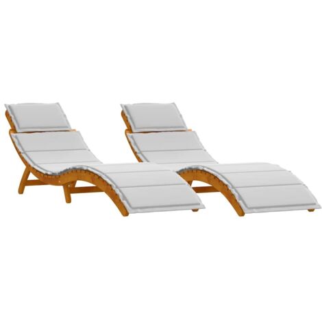 Chaise longue，Bain de soleil，Transat avec coussin 2 pcs Gris clair 184 x 55 x 64cm CFW53872