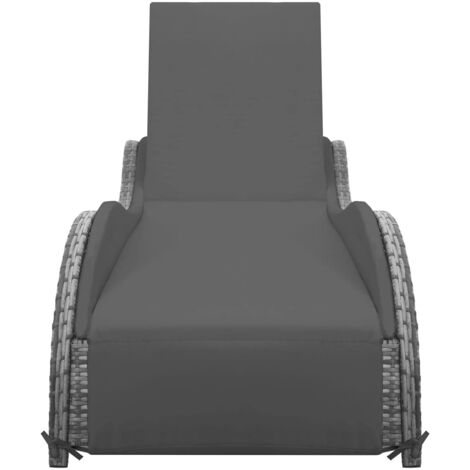Chaise longue，Bain de soleil，Transat avec coussin Résine tressée Anthracite CFW71066
