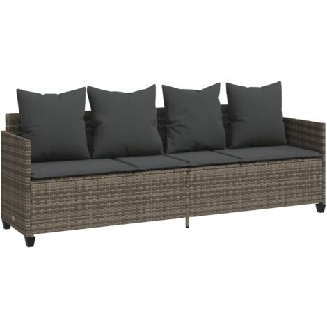 Chaise longue，Bain de soleil，Transat avec coussins gris résine tressée CFW39387