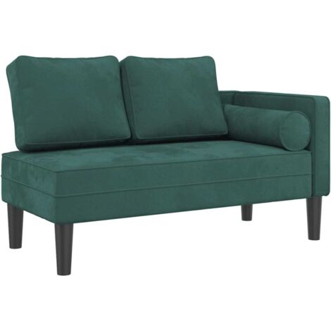 Chaise longue,Bain de soleil,Transat avec coussins vert foncé velours CFW75300