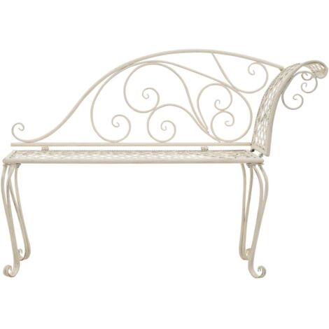 Chaise longue，Bain de soleil，Transat de jardin 128 cm Métal Antique Blanc CFW71962