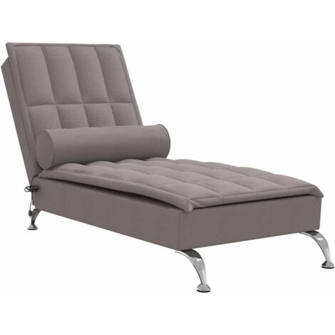 Chaise longue，Bain de soleil，Transat de massage avec traversin taupe tissu CFW32819