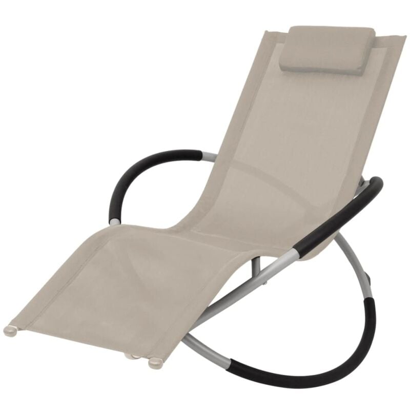 Chaise longue,Bain de soleil,Transat de relaxation géométrique d'extérieur Acier Crème CFW77478