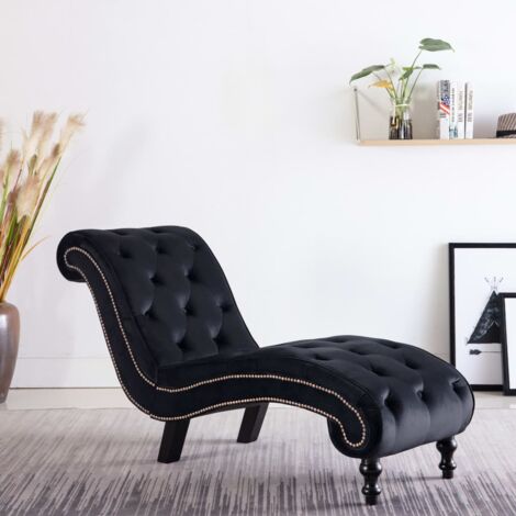 Chaise longue，Bain de soleil，Transat de relaxation Noir Velours CFW62131