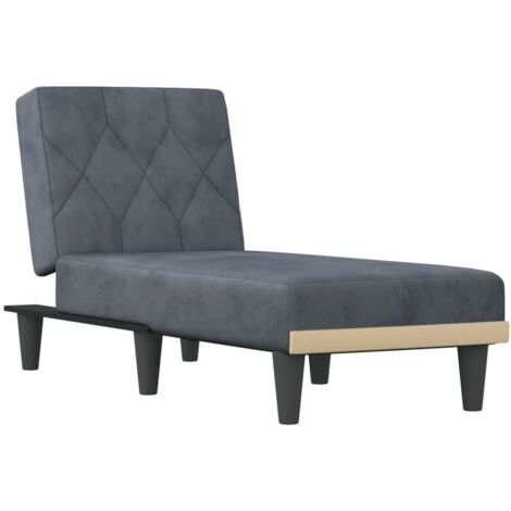 Chaise longue，Bain de soleil，Transat gris foncé velours CFW34438