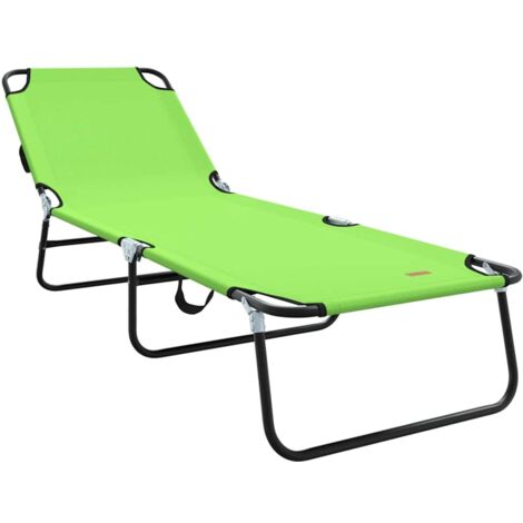 Chaise longue，Bain de soleil，Transat pliante 1-personne Vert 56 x 189 x 87 cm tissu CFW32340