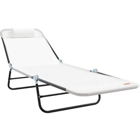 Chaise longue，Bain de soleil，Transat pliante Crème 182 x 55 x 85,5 cm Textilène CFW71865