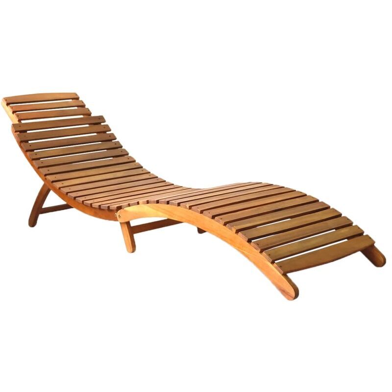 Chaise longue,Fauteuil de Bain de jardin Transat relax Bois d'acacia solide Marron GF86567 - Brun