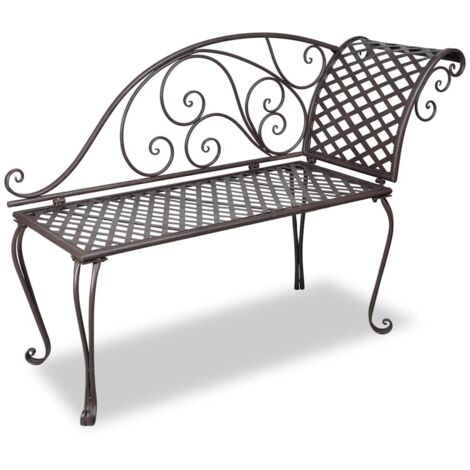 Chaise longue,Fauteuil de Bain de jardin Transat relax de jardin 128 cm Acier Antique Marron GF13179