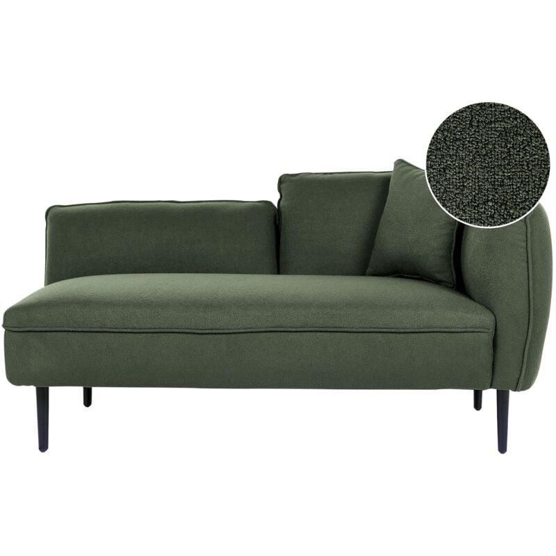 Beliani - Méridienne Angle Droit avec Coussins en Polyester Bouclé Vert Foncé Chevannes