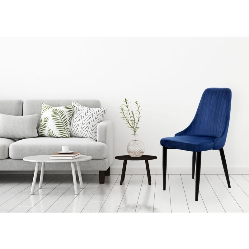 Chaise LORIENT VELVET en velours bleu marine