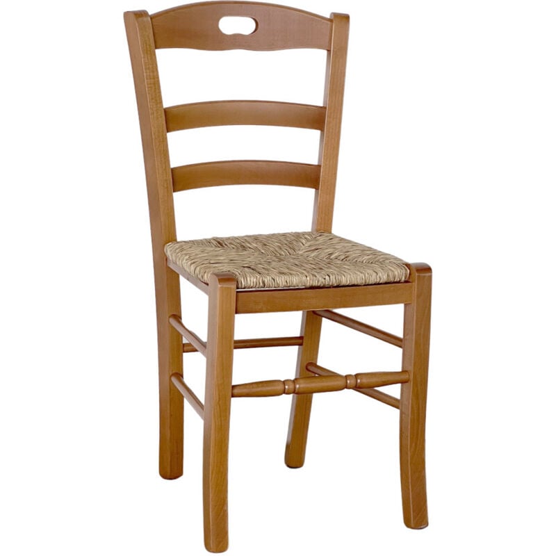 Okaffarefatto - Chaise Loris en noyer clair avec assise en paille