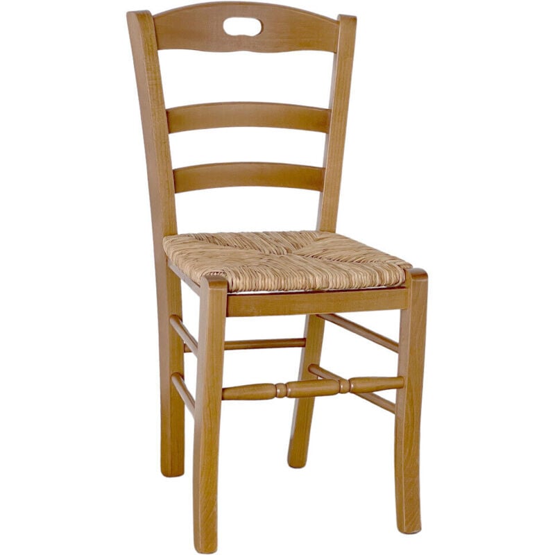 Okaffarefatto - Chaise Loris en noyer clair avec assise en paille de riz