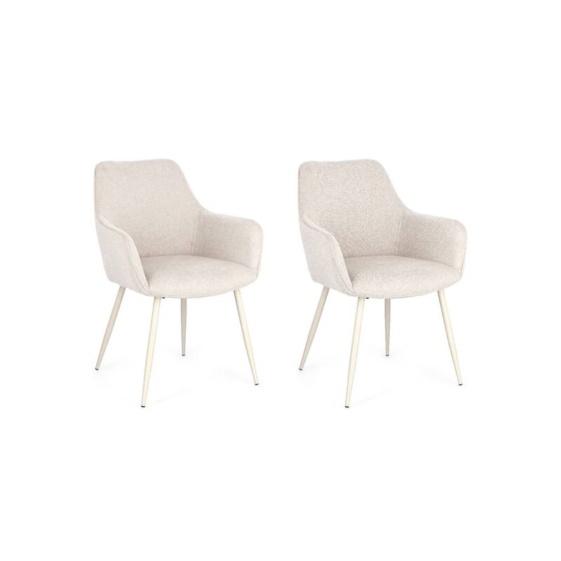 Bizzotto - Chaise Lot de 2 chaises ac-acc cora Beige/Beige