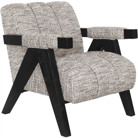 Chaise lounge Clover en bois clair - Gris clair texturé
