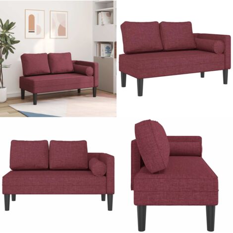 Chaise Lounge con Cuscini Rosso Vino in Tessuto - Cuscino - Divano letto