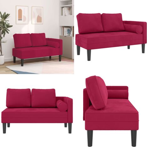 Chaise Lounge con Cuscini Rosso Vino in Velluto - Seduta comoda - Cuscino lombare