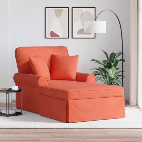 Chaise Lounge con Falda 3 pcs Rojo Naranja Tela de Pana