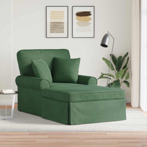 Chaise Lounge con Falda 3 pcs Verde Selva Tela de Pana