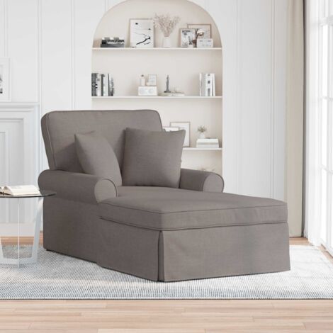 Chaise Lounge con Falda con cojín con almohada 3 pcs Taupé tela