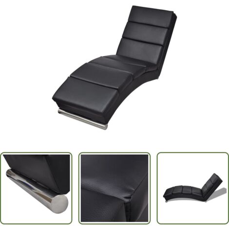 Chaise lounge -  Diván de cuero sintético negro