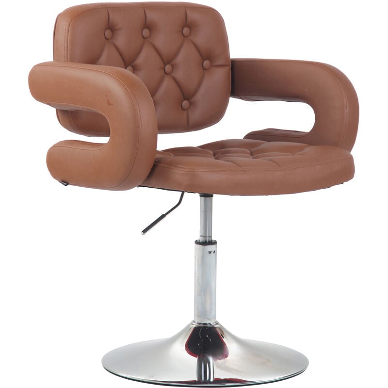 Tabouret pivotant avec accoudoirs et siège réglable de différentes couleurs comme colore : Cognac