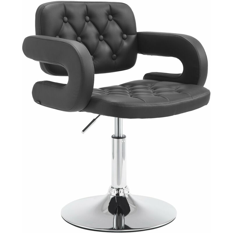 Chaise Lounge Dublin Similicuir - Piètement avec colonne centrale en métal chromé Noir