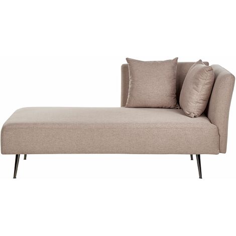 Chaise longue destra in poliestere beige chiaro con cuscino e gambe metallo  Chevannes