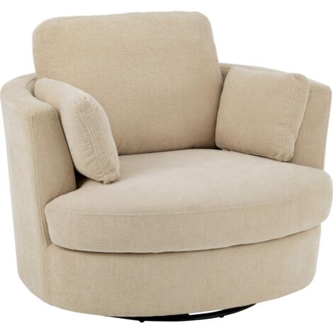 Chaise lounge pivotante en bois peuplier et mousse beige cosy - Beige naturel bois clair
