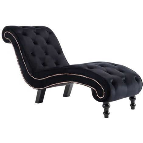 Chaise lounge sillón acolchado para interior en terciopelo negro DEC026216