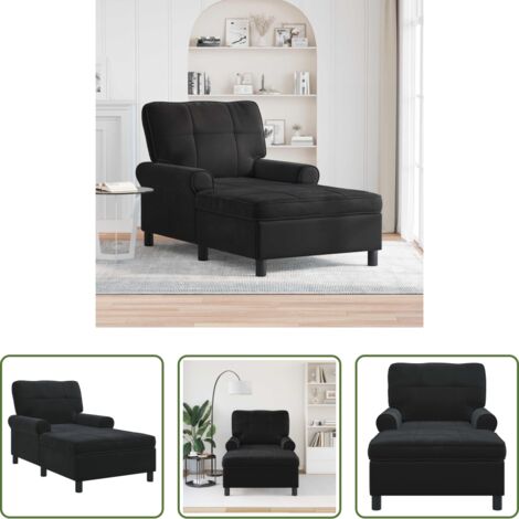 Chaise Lounge -  Sillón reclinable con cojín Negro 91 x 157 x 91 cm Terciopelo