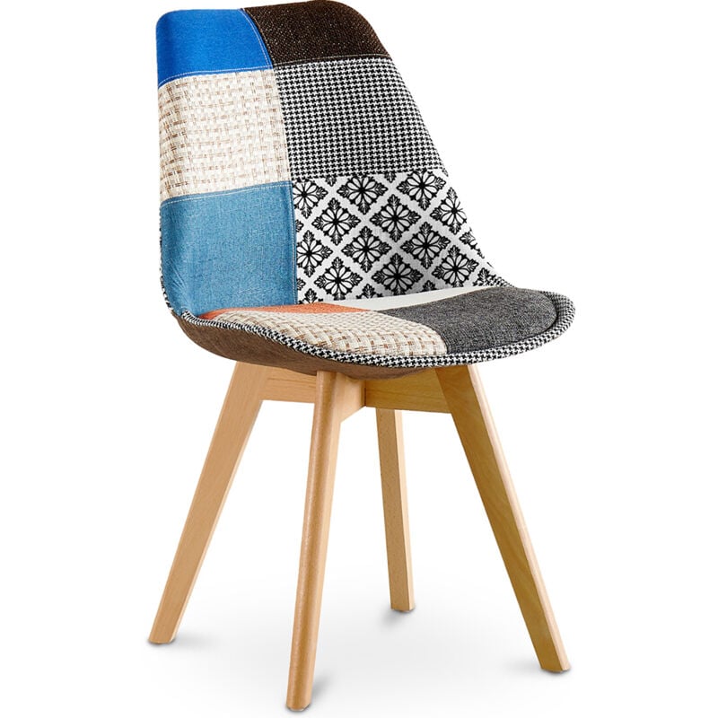 Chaise de Salle à Manger - Revêtement Patchwork - Pixi Multicolore