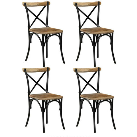 Chaise manguier massif et acier noir Tiphen - Lot de 4