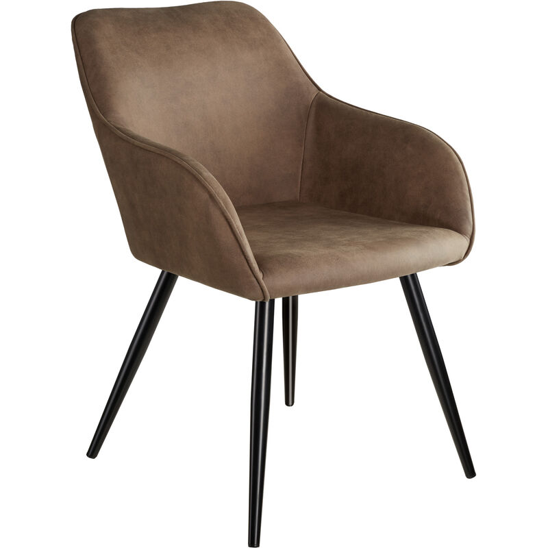 tectake - chaise tissu marilyn chaise, chaise de salle a manger, salon brun-noir