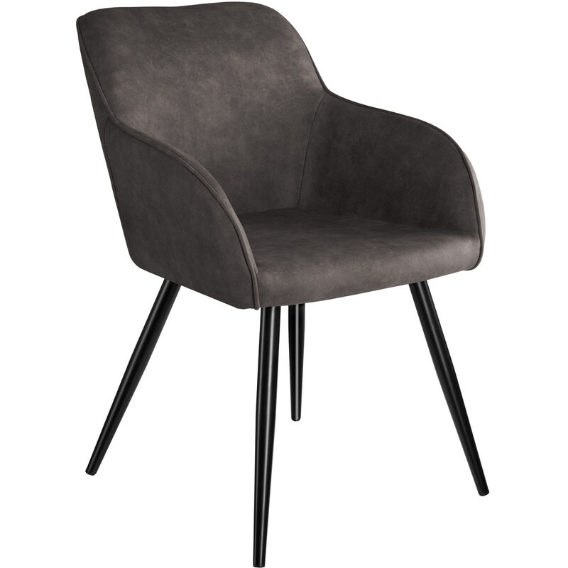 tectake - chaise tissu marilyn chaise, chaise de salle a manger, salon gris fonce-noir