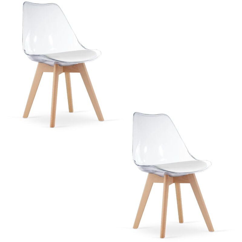 Chaise MARK - transparente / pieds naturels x 2