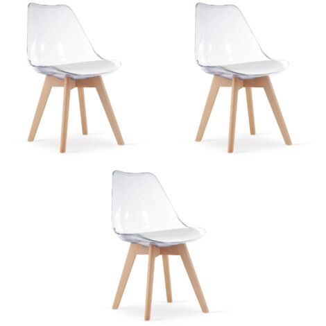 Chaise MARK - transparente / pieds naturels x 3