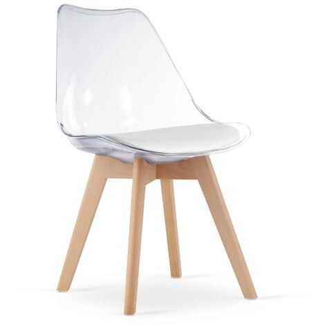 Chaise MARK - transparente / pieds naturels x 4