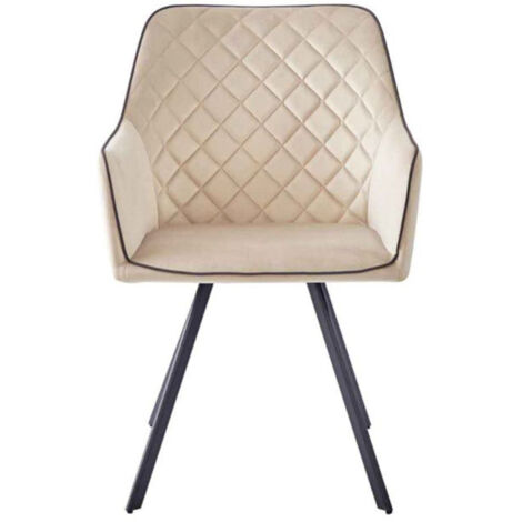 Chaise Matelassée en Velours "Amber" 85cm Beige