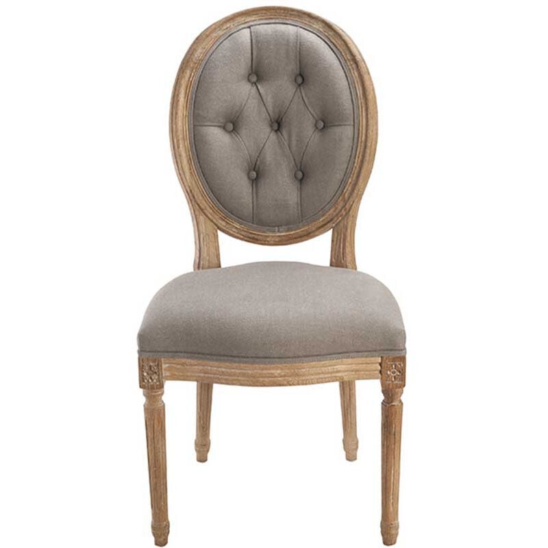 Signature - Chaise médaillon capitonnée chêne gris 50x97x50cm