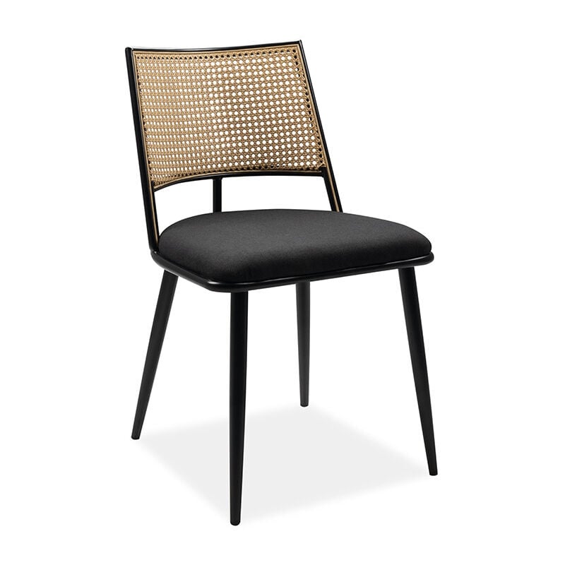 Finori - Chaise métal noir dossier cannage Schiller