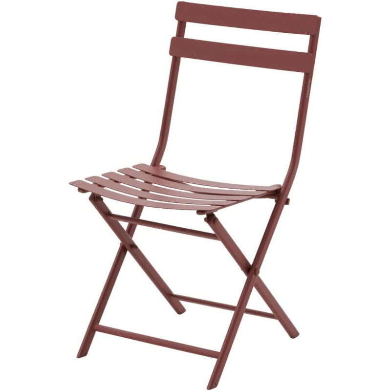 Chaise de jardin pliante Greensboro lie de vin acier - Hespéride