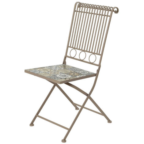 Chaise Métallique/Mosaïque Couleur: Marron 45x38x90cm Modèle Bistro Pour Extérieur